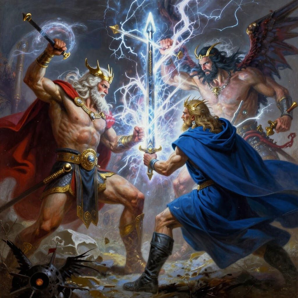 Mythic Battle: Zeus and Hades vs Arthur and Merlin