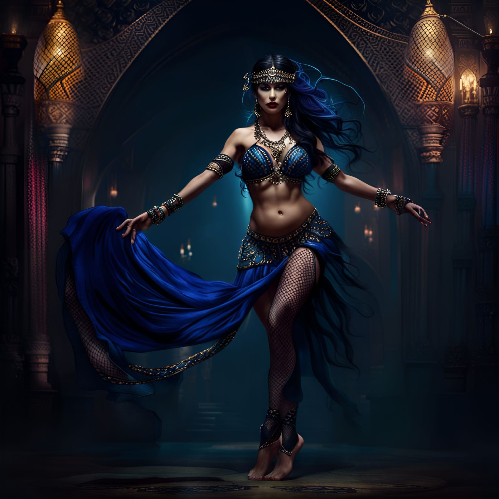 Gothic Belly Dancer Goddess in Detailed Matte Painting