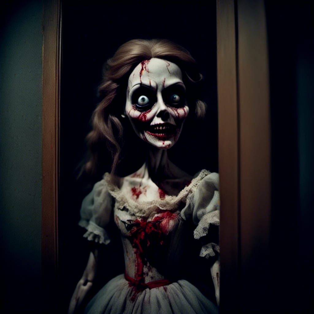 Terrifying Doll Peeks from Closet in Horror Film Still