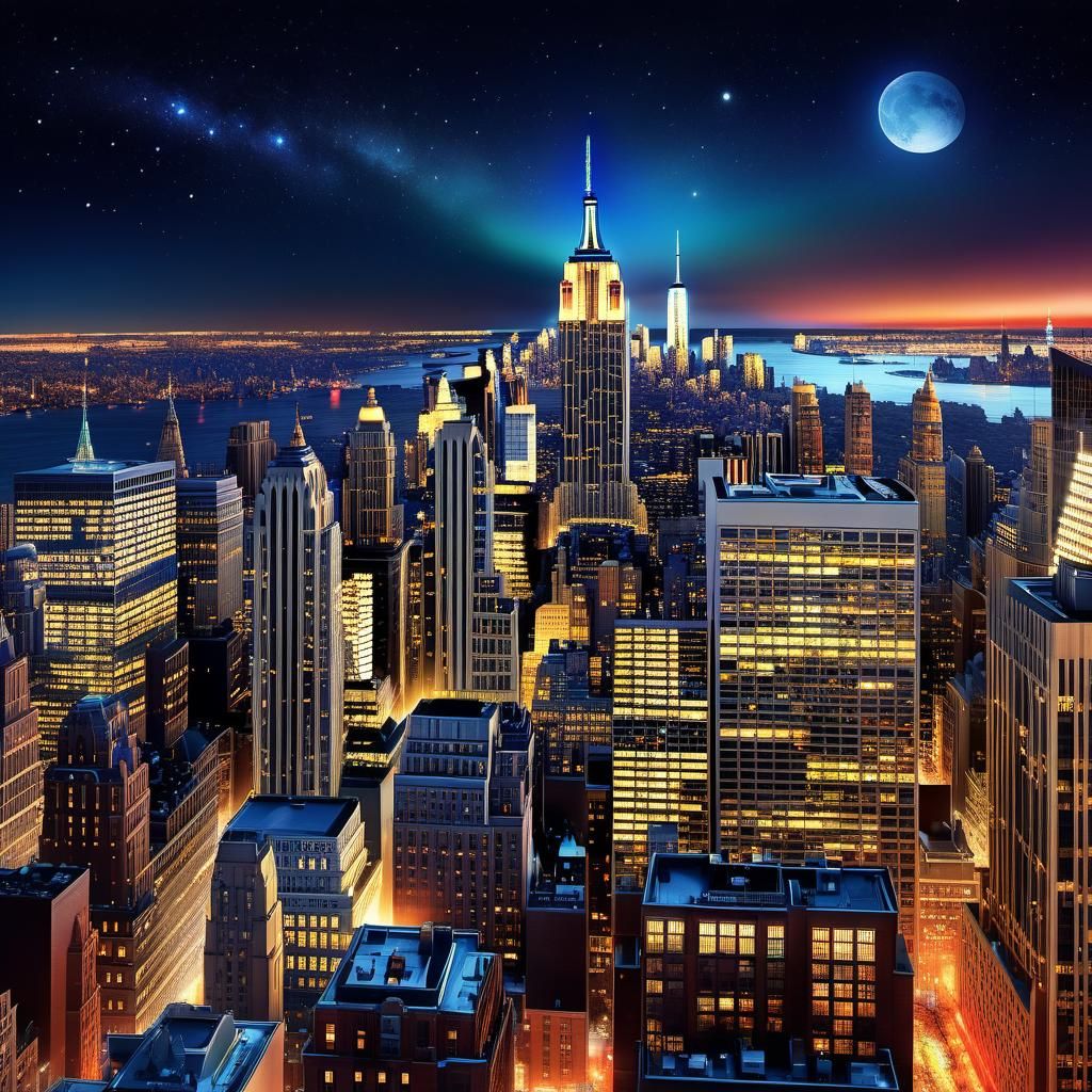 Dazzling New York City Lights at Night