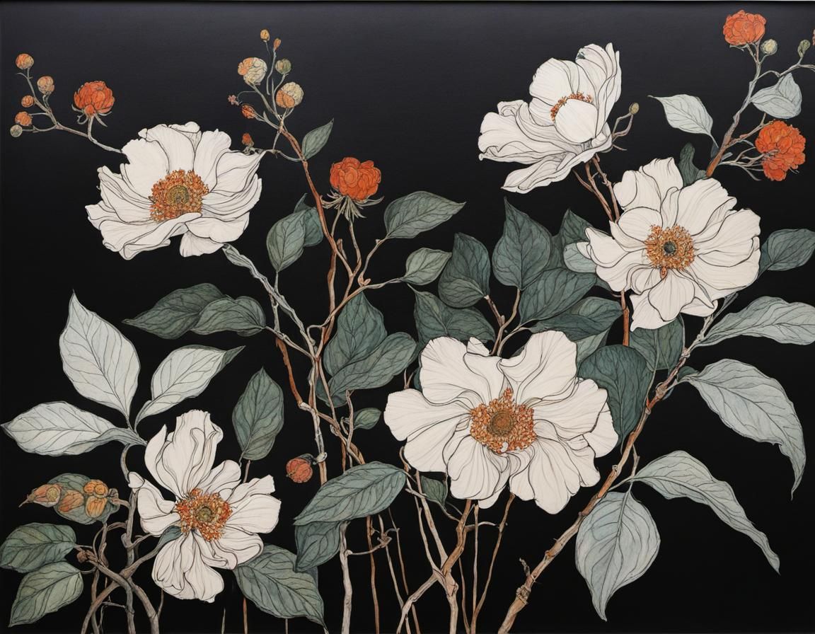 Organic Line Drawing in Art Nouveau Style