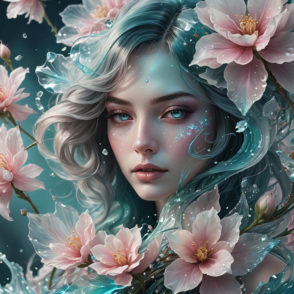 Transparent Smoke Flower with Liquid Petals