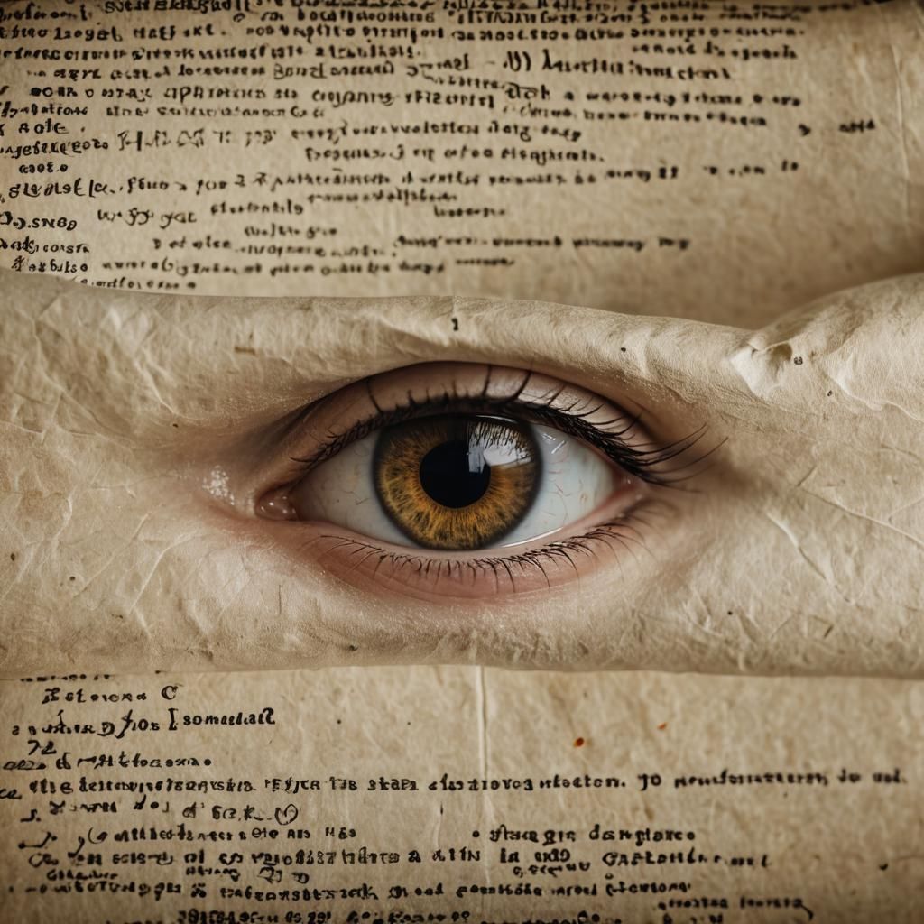 Intriguing Eye Peeking Through Ancient Scroll