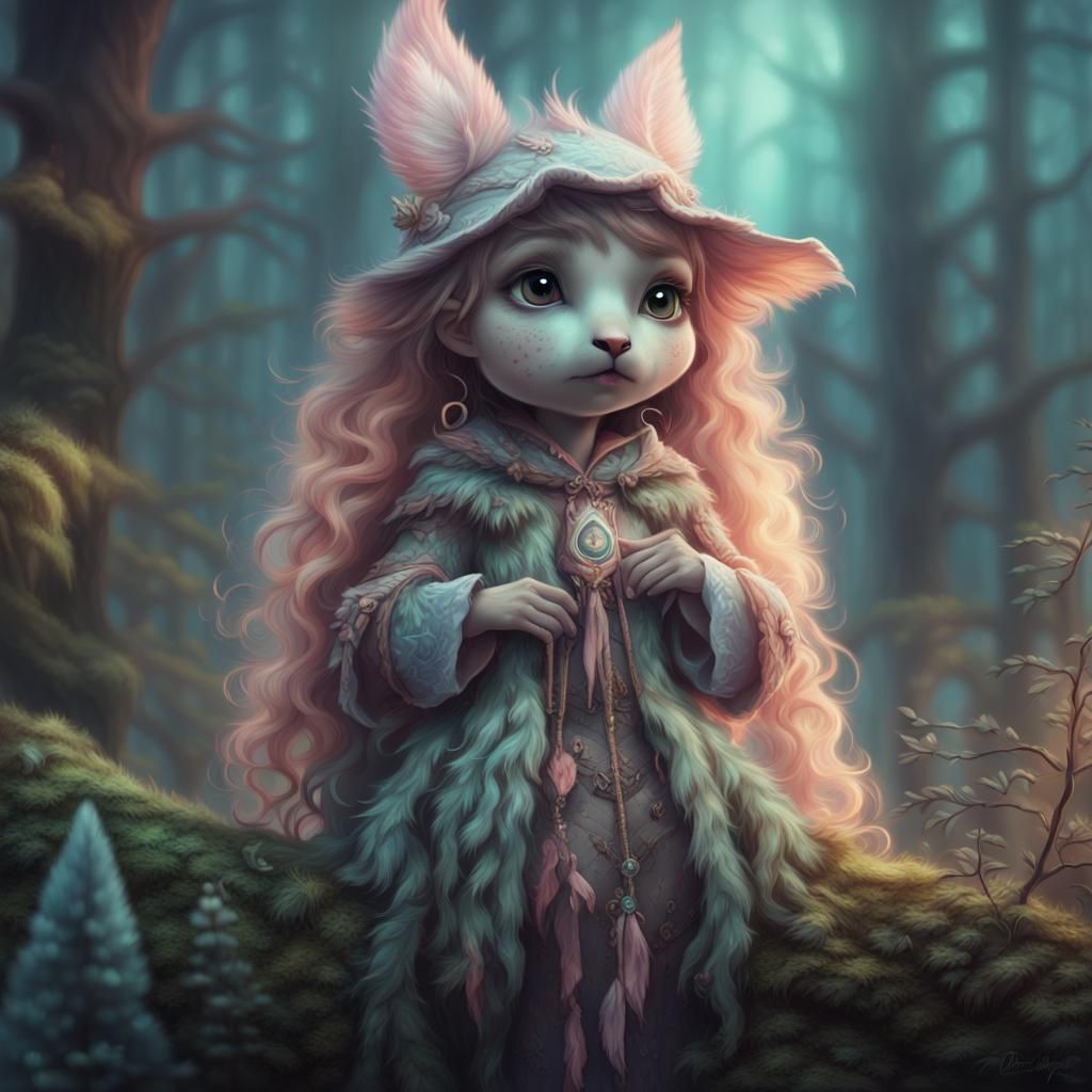 Pastel Forest Sorceress: A Digital Painting