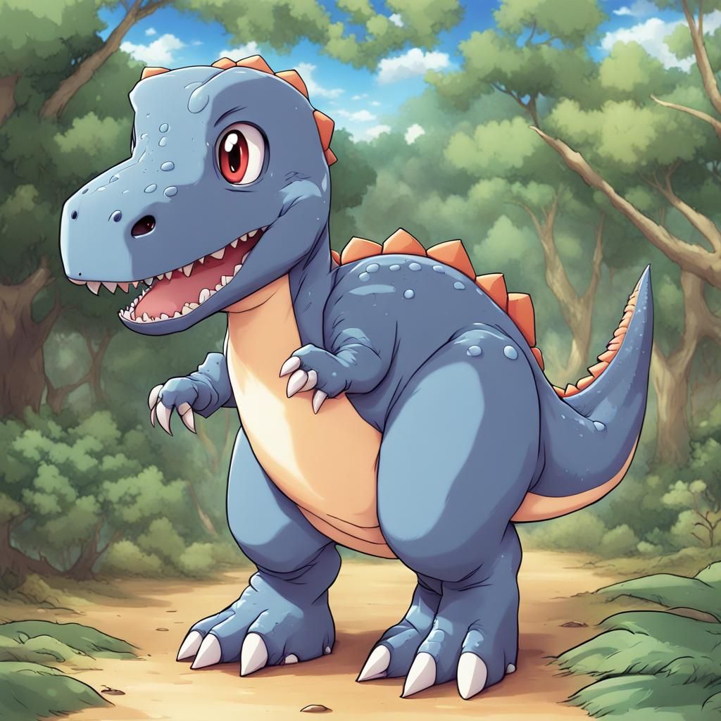 Cartoon Dinosaur in Anime Style