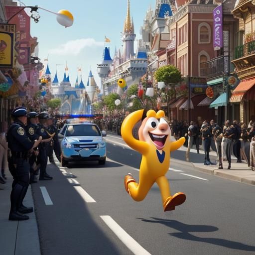 Cheese Man's Animated Chase: A Pixar-Style Scene