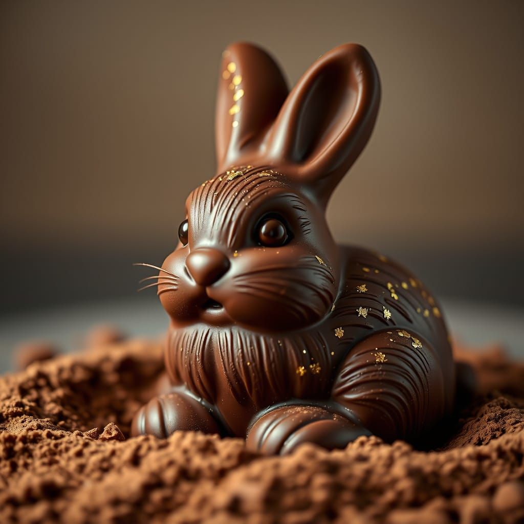 Decadent Chocolate Easter Bunny with Gold Flakes