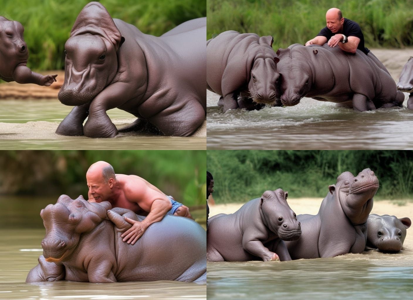 Bruce Willis's Pygmy Hippo Wrestling Match