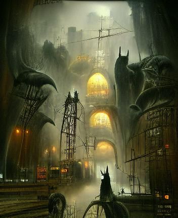 Dieselpunk Gotham City Environment Concept Art