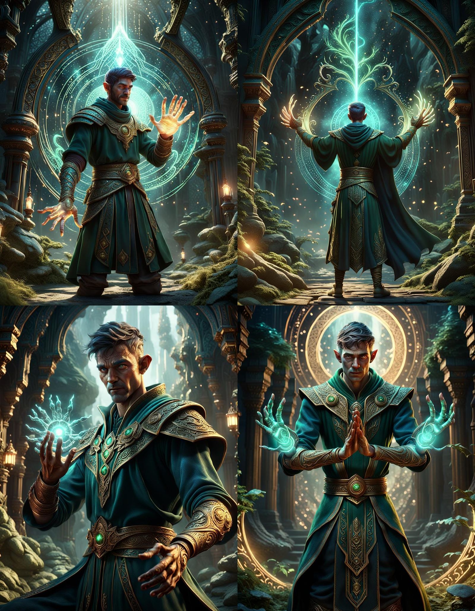 Elf Man Bending Light in Detailed Digital Painting