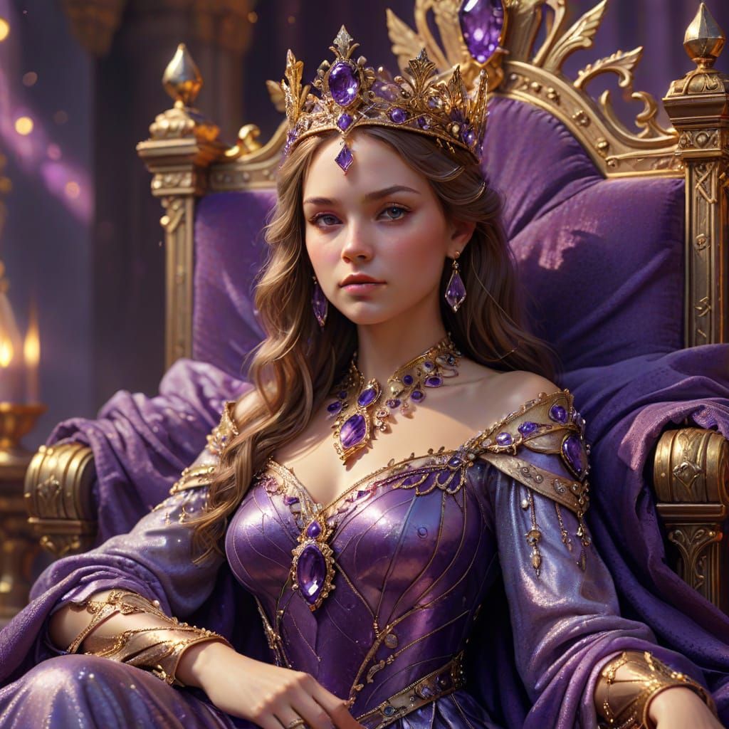 Amethyst Queen Portrait in Digital Art Style