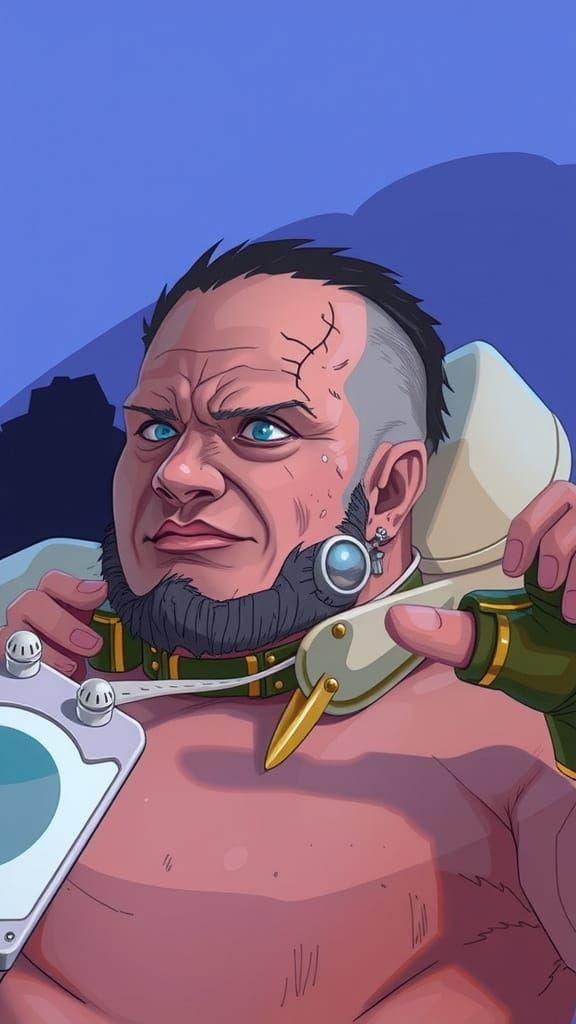 Heroic Anime Character in Dramatic Cinematic Scene