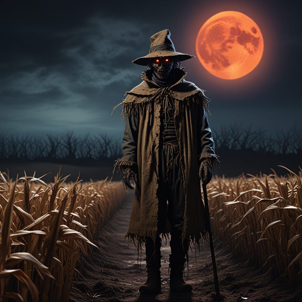 Eerie Scarecrow on Halloween Night