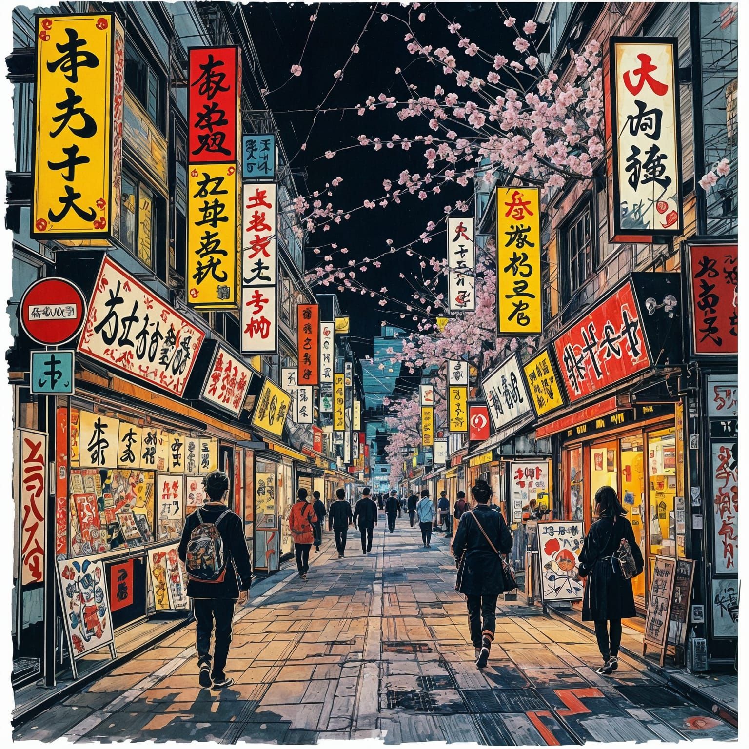 Ukiyo-e Style Basquiat Inspired Painting