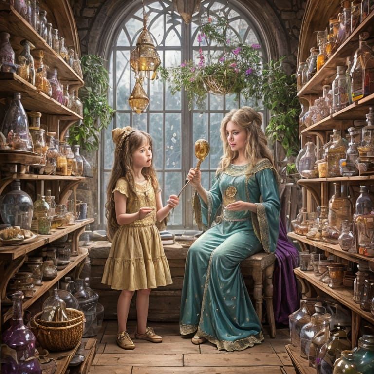 Magical Crystal Shop: Girl and Aunt Portrait