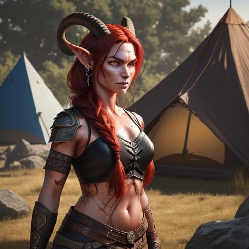 Tiefling Warrior in Golden Hour