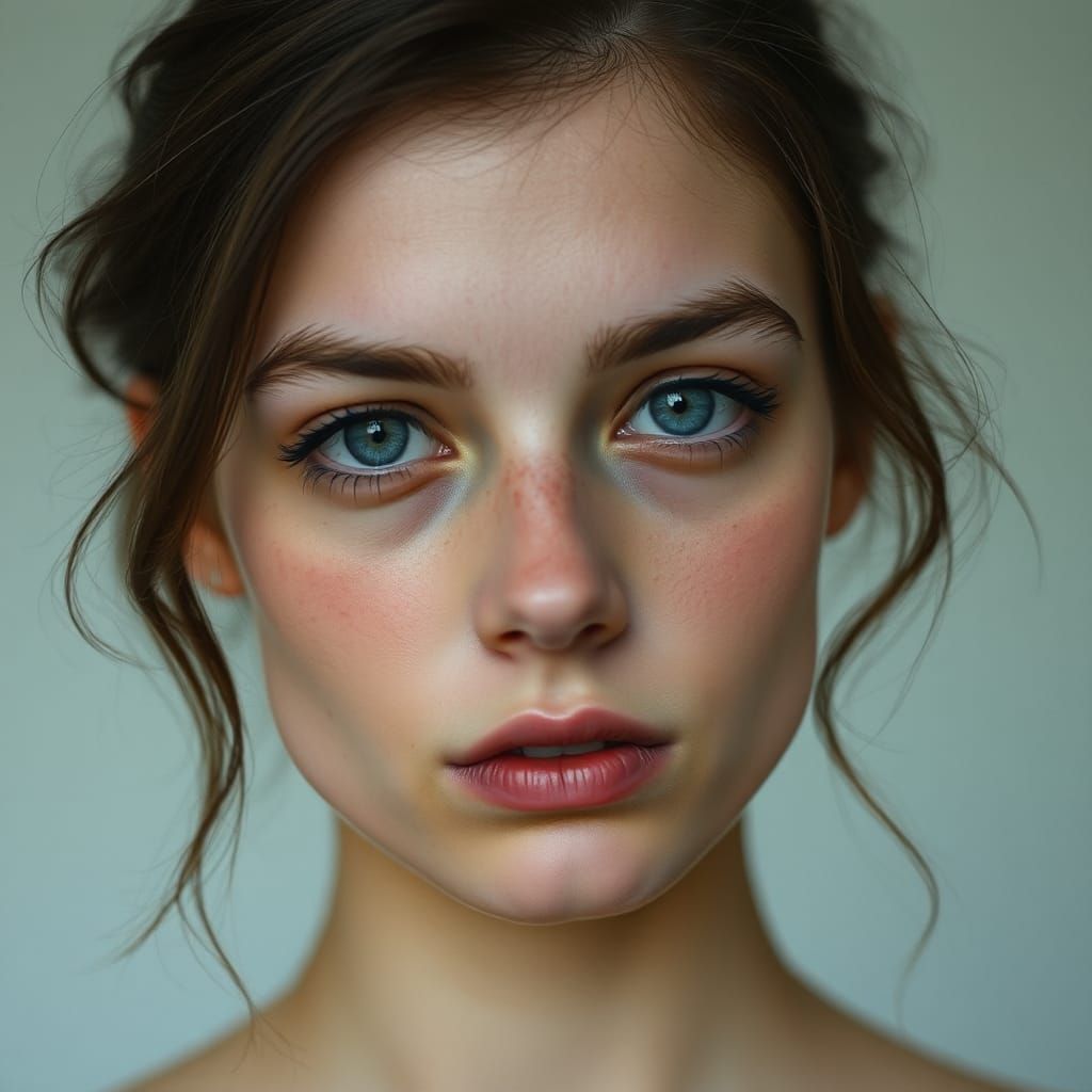 Striking Portrait of a Young Woman with Smudged Eyes