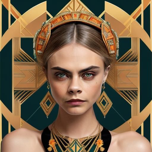 Cara Delevingne in Art Deco Style Portrait