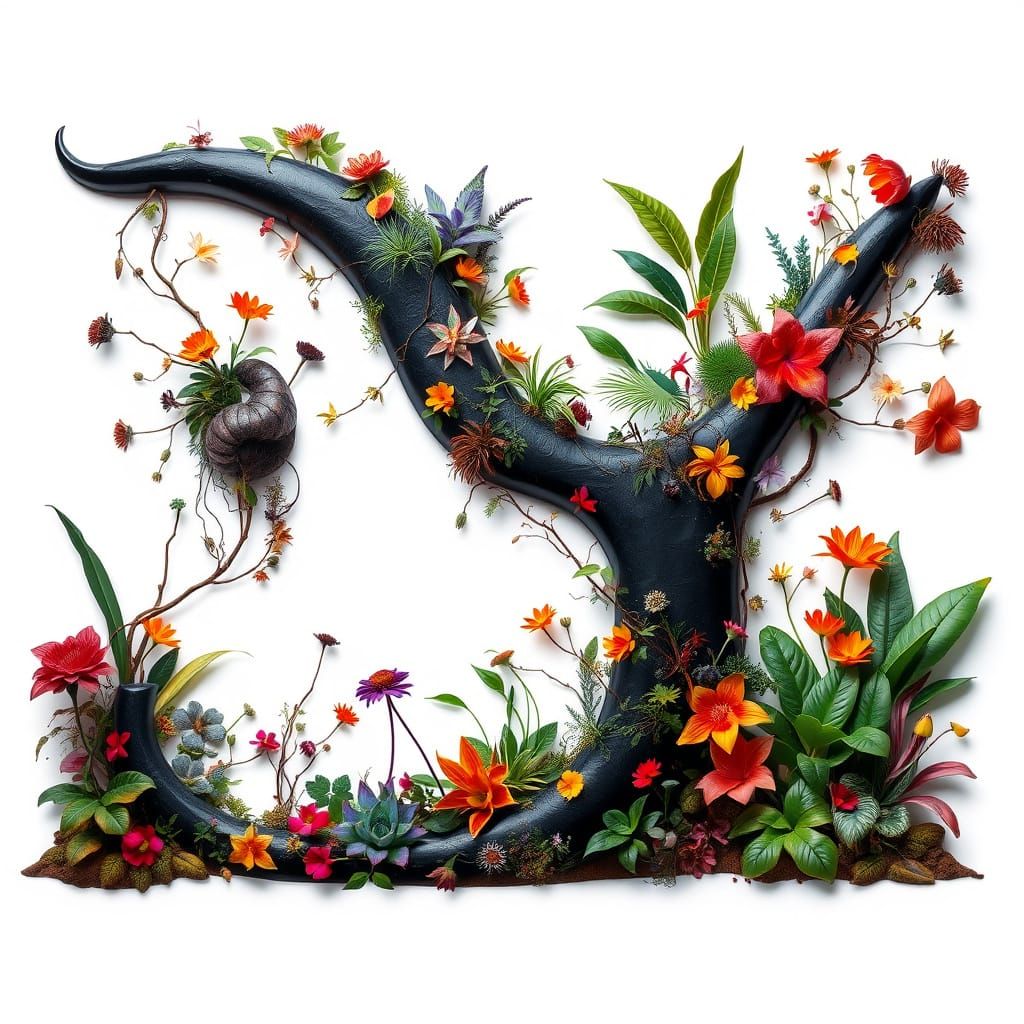 Surreal Botanical Letter Y in a Fantastical Atmosphere