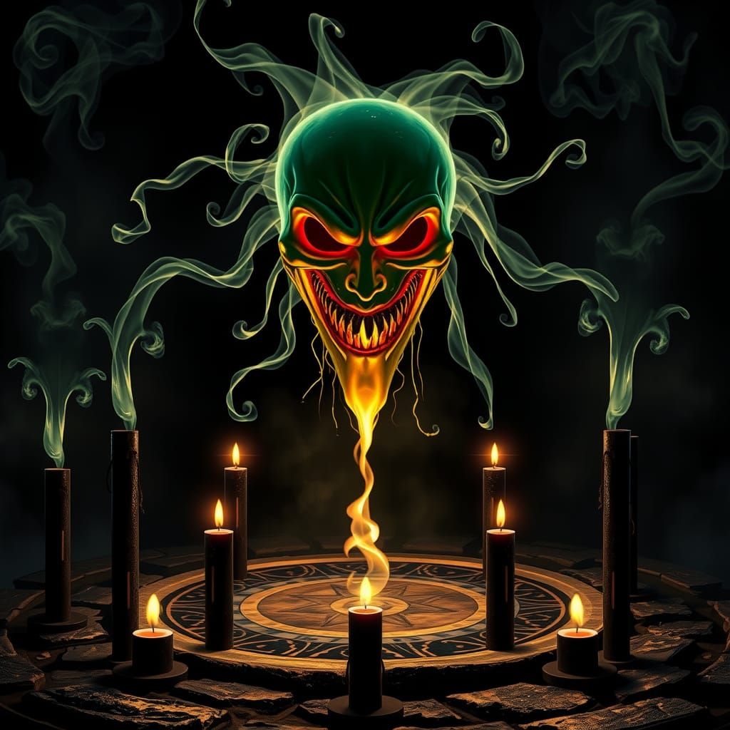 Ethereal Mask Above Mystical Summoning Circle