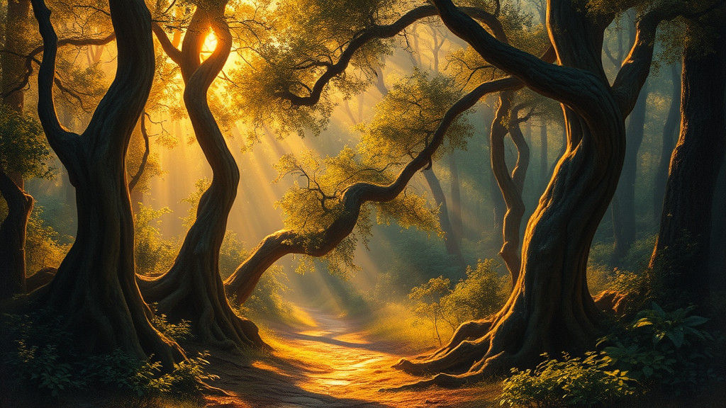 Mystical Forest Scene in Romanticist Style