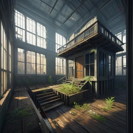 Landscape with Abandoned Building in Detailed Matte Painting