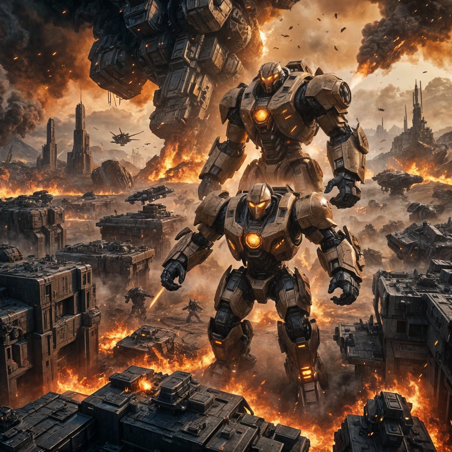 Epic Sci-Fi War Titan Battle Scene in 8K