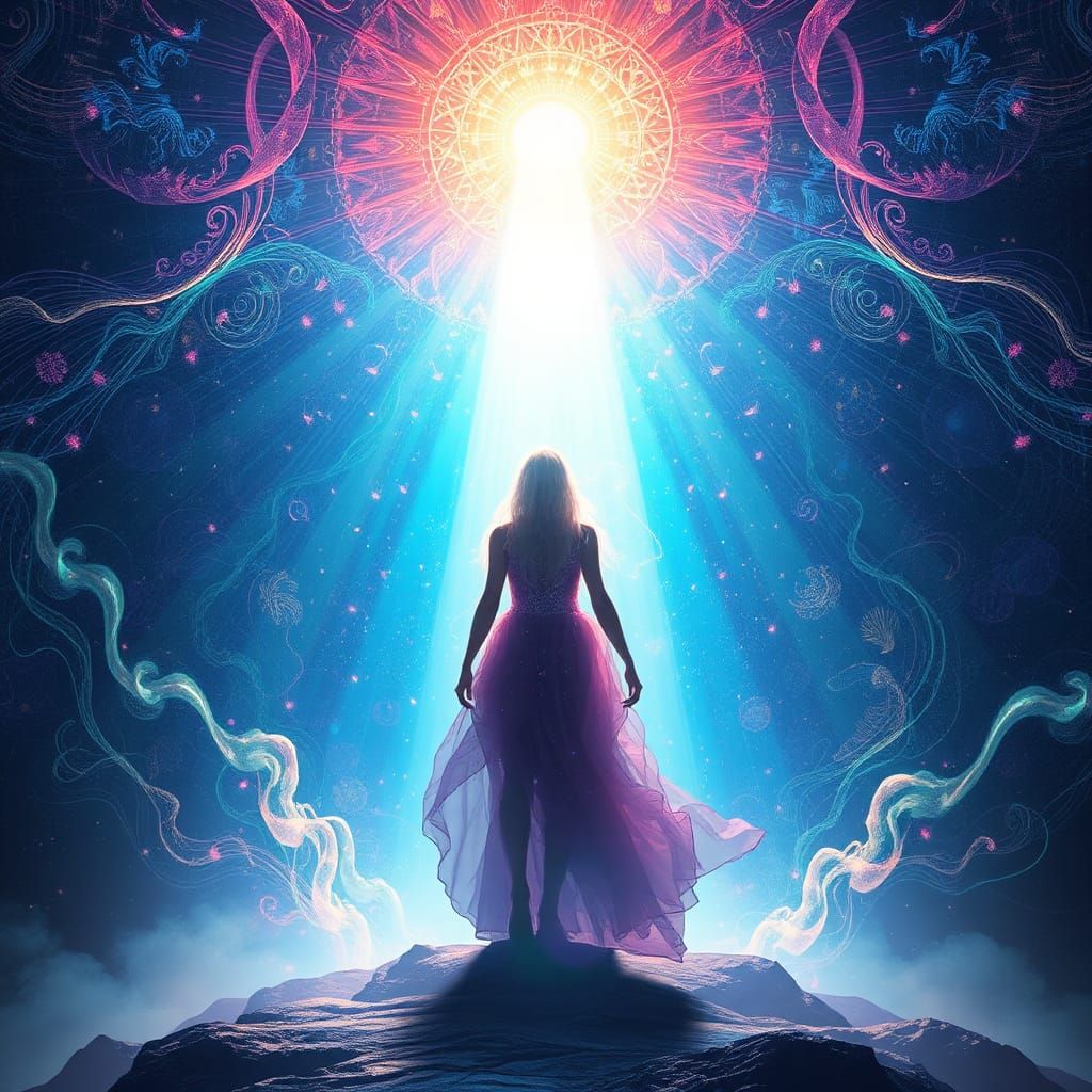 Ethereal Being of Light in Mystical Realm