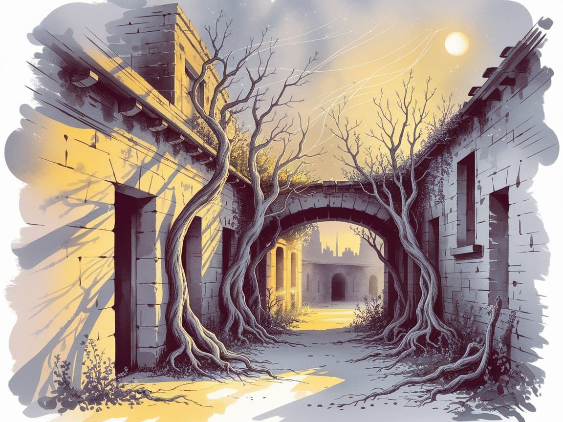 Enchanted Alleyway: Overgrown Tavern Reclaimed by Nature