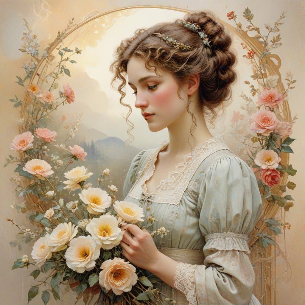 Vintage Valentine's Day Watercolor Card in Whimsical Style