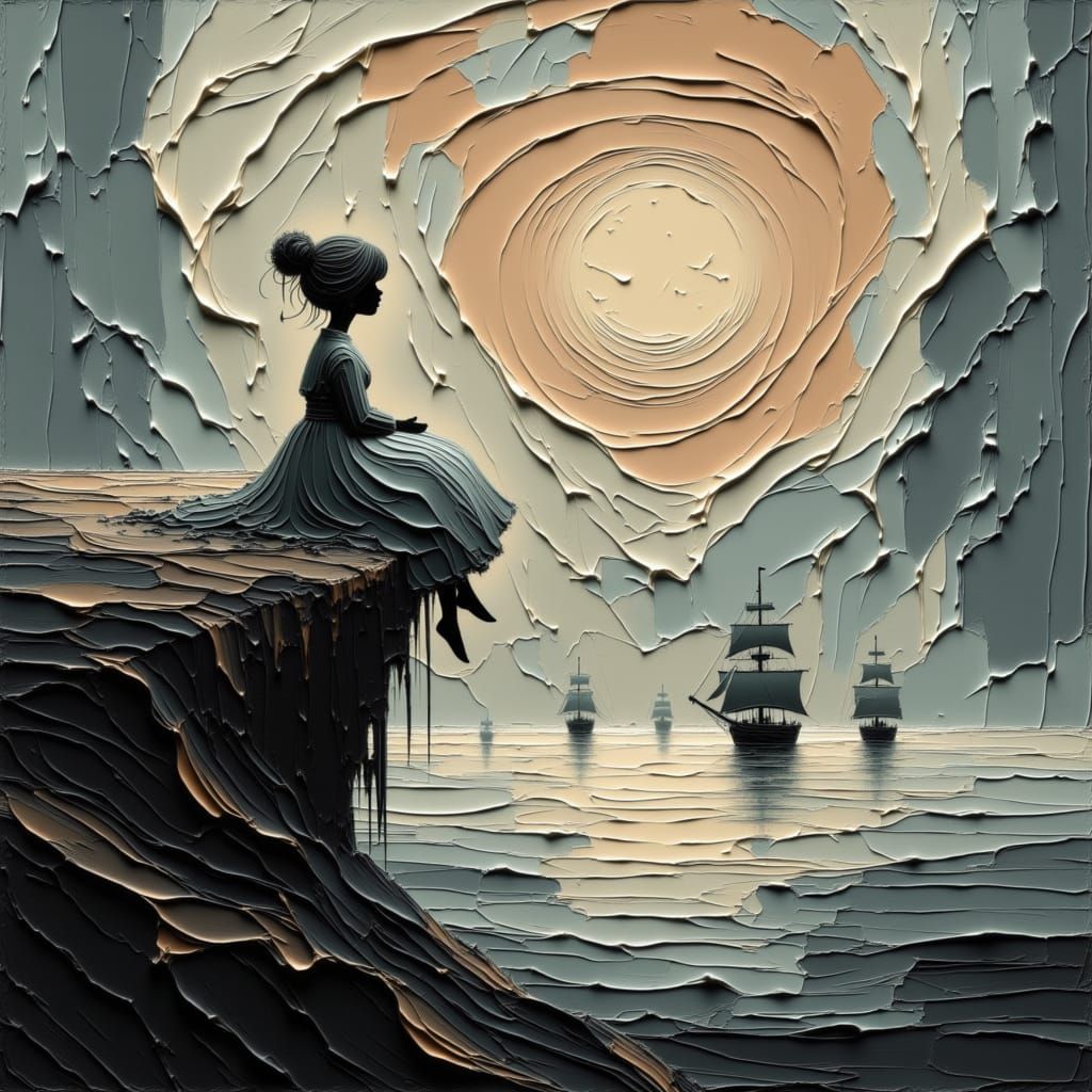 Solitary Figure on Windswept Cliff Overlooking Autumn Sea