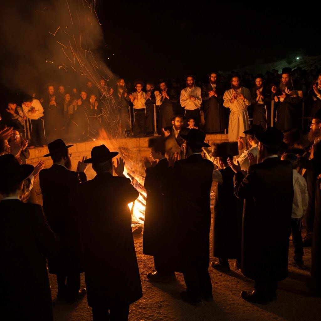 Vibrant Nighttime Celebration at Mount Meron