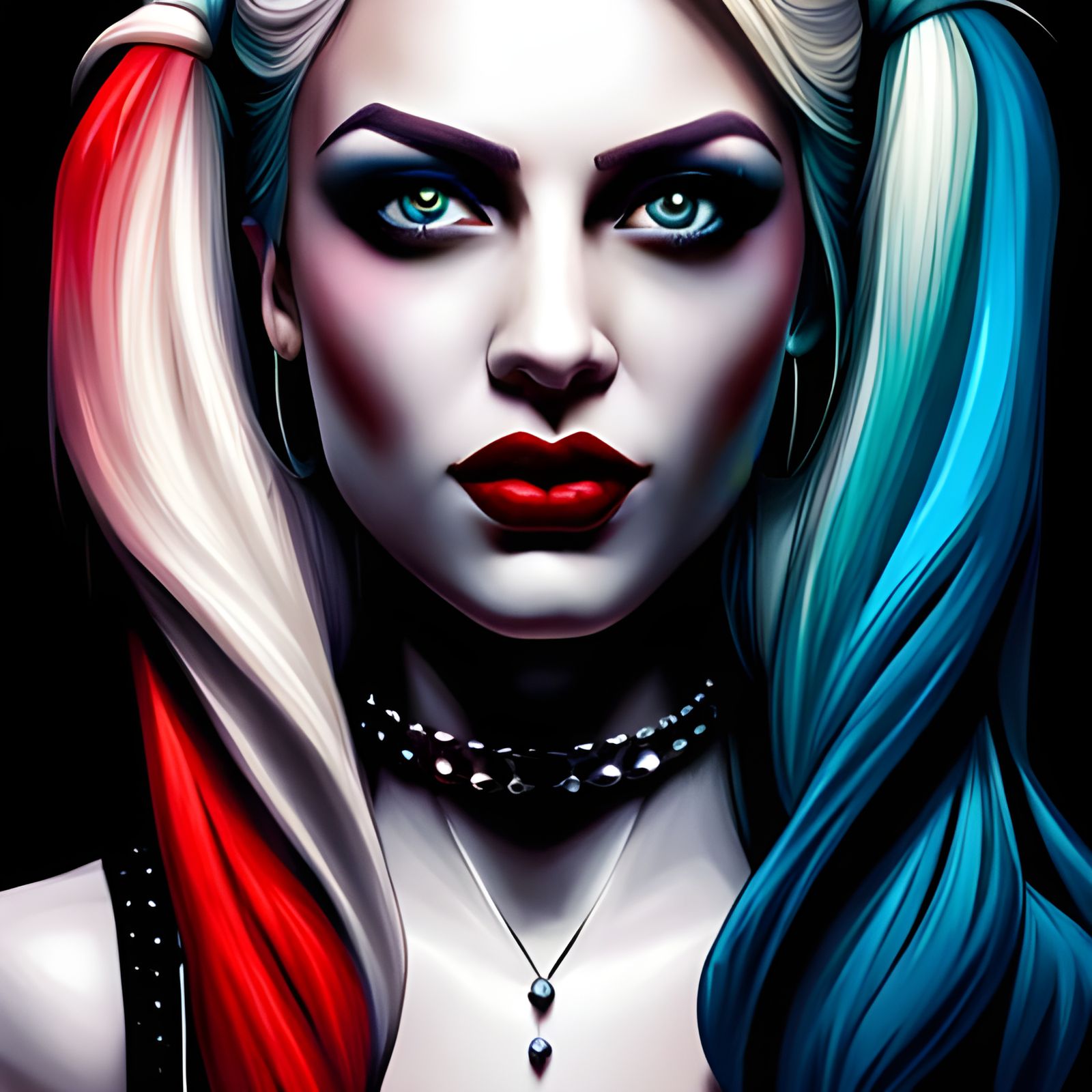 Hyperrealistic Painting of Harley Quinn in High Detail