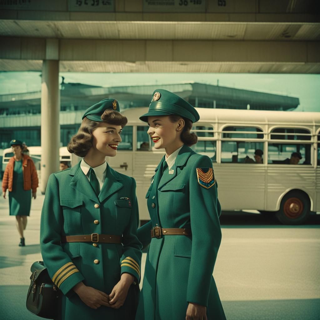 1950s Military Farewell: Cinematic Film Still