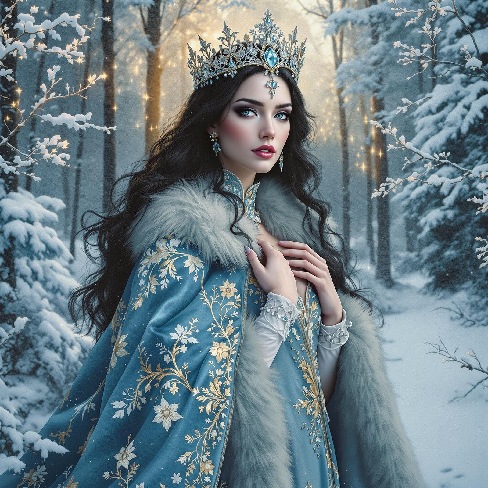 Winter Goddess in Baroque Style with Intricate Velvet Cloak ...