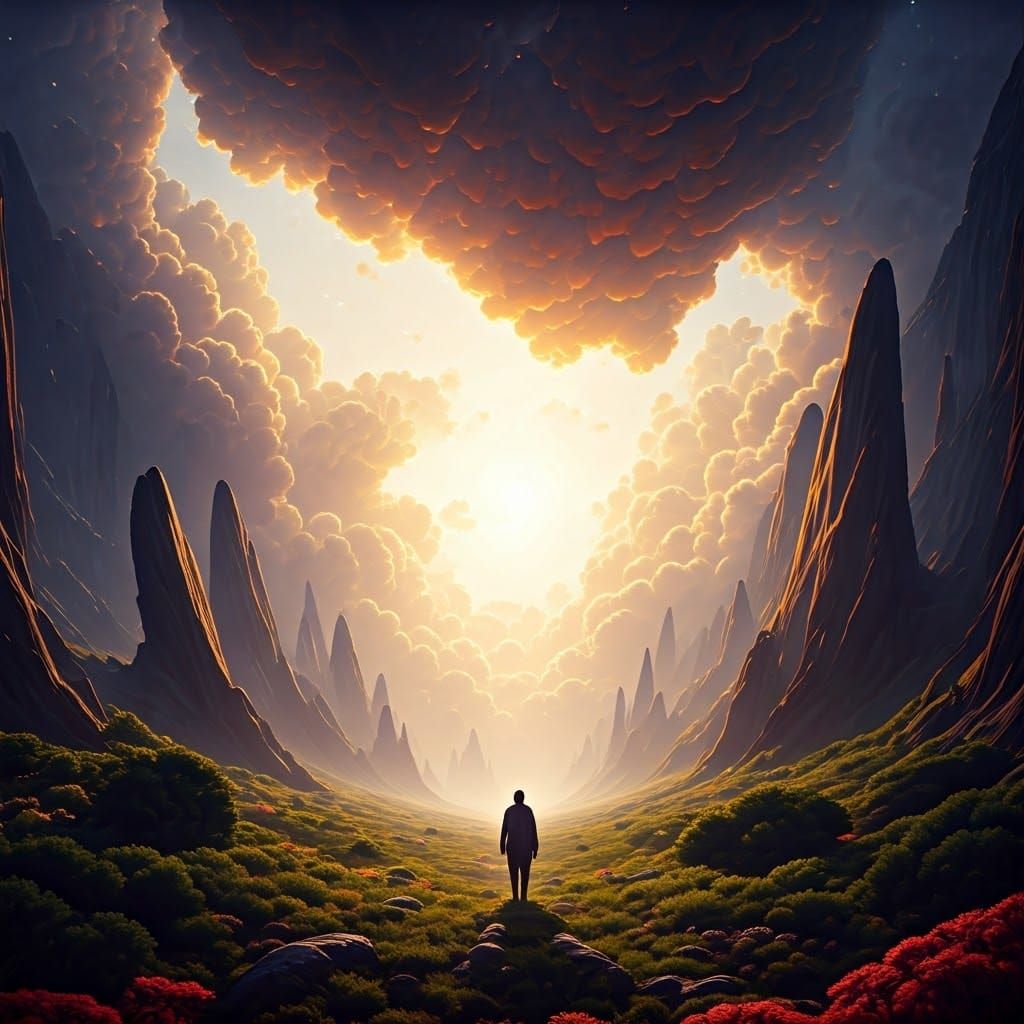 Ethereal Landscape with Golden Light, 8K Resolution