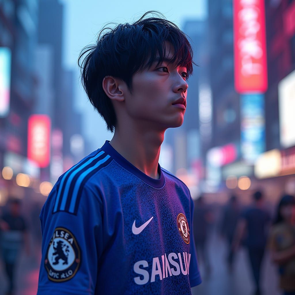 Rin Itoshi in Cyberpunk Football Style