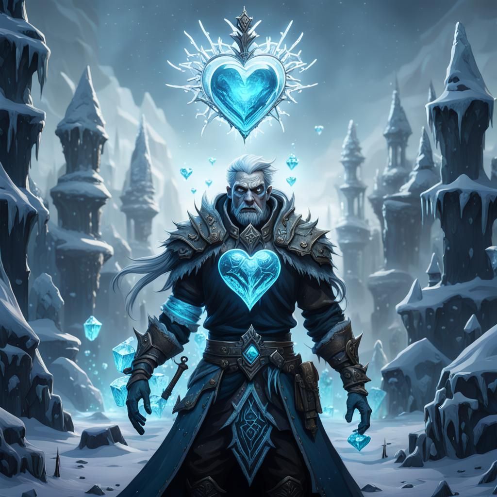 Frozen Necromancer Leading Ice Zombie Army