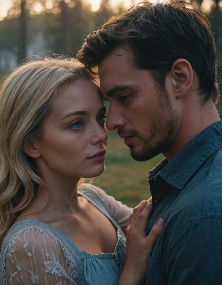 Romantic Embrace in Golden Hour Light