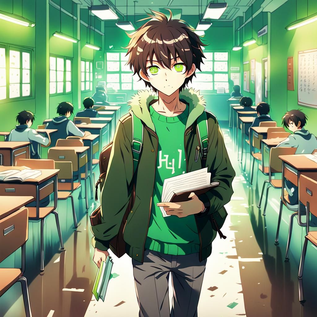 Anime Schoolboy in Vibrant Manga Style