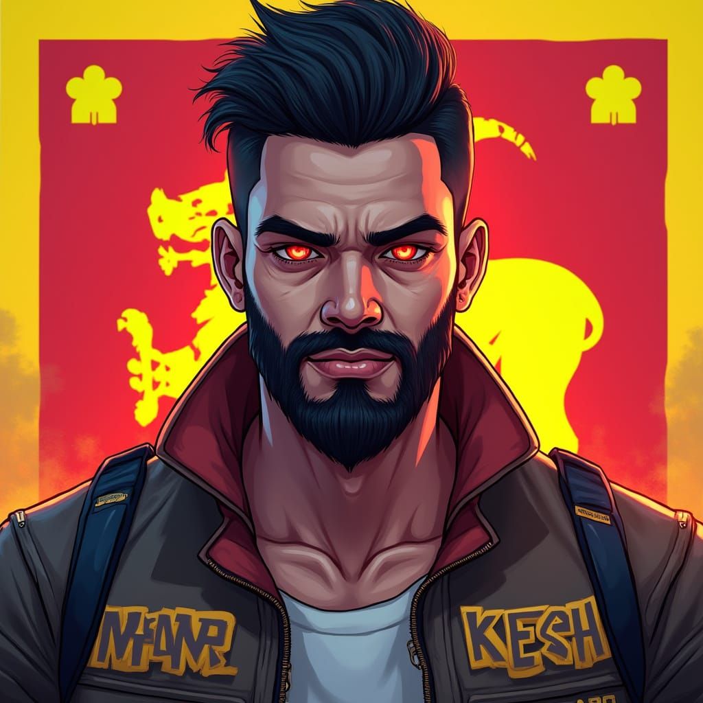 Intense PUBG Character with Sri Lanka Flag Backdrop