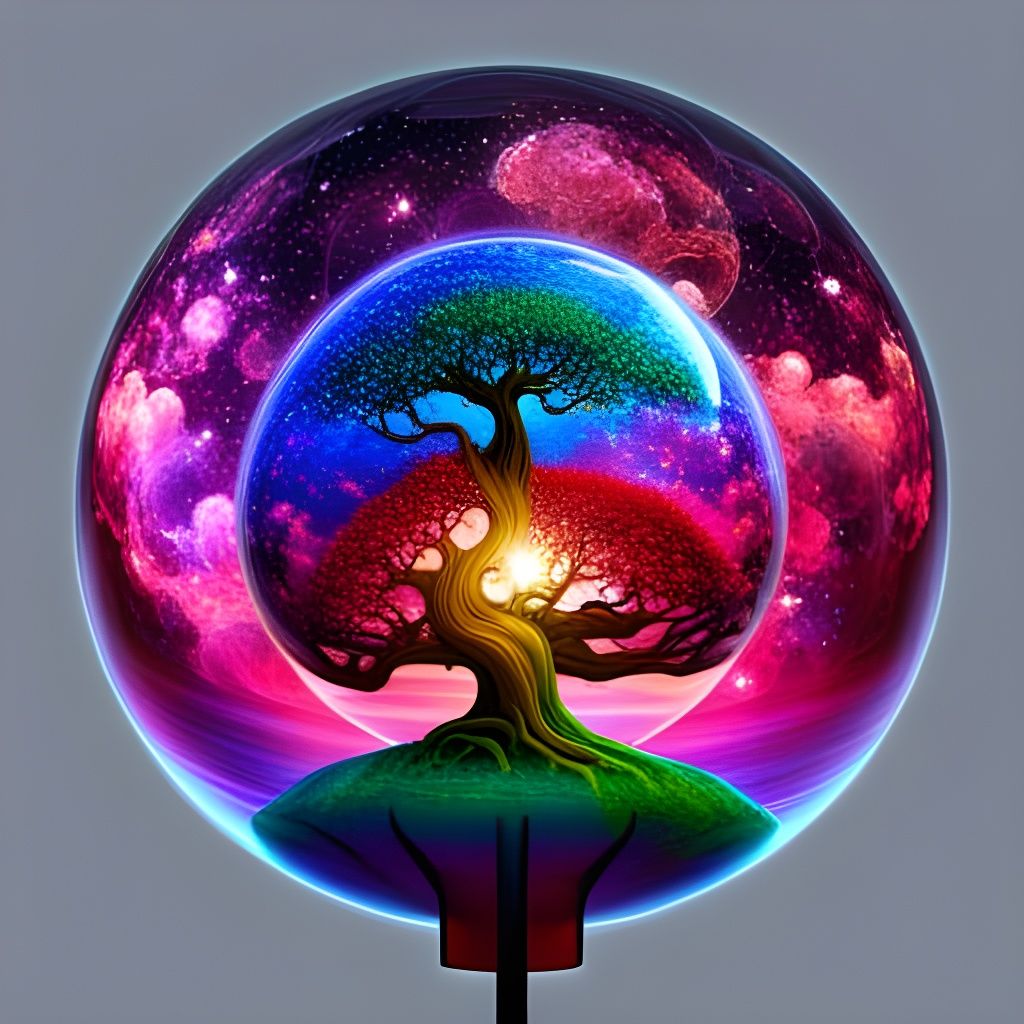 Japanese Tree in Swarovski Orb: Graffiti Art Illustration