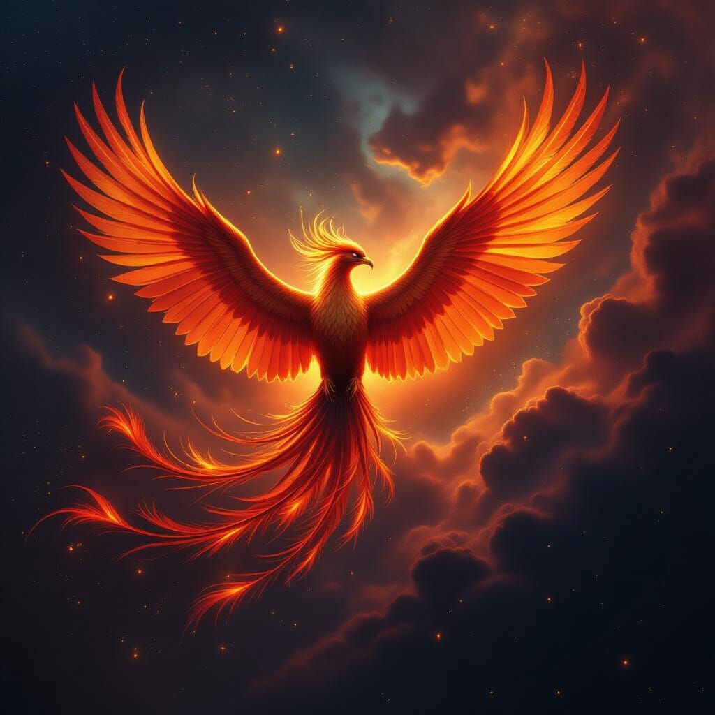 Majestic Phoenix Rises From Ashes in Cosmic Nebula