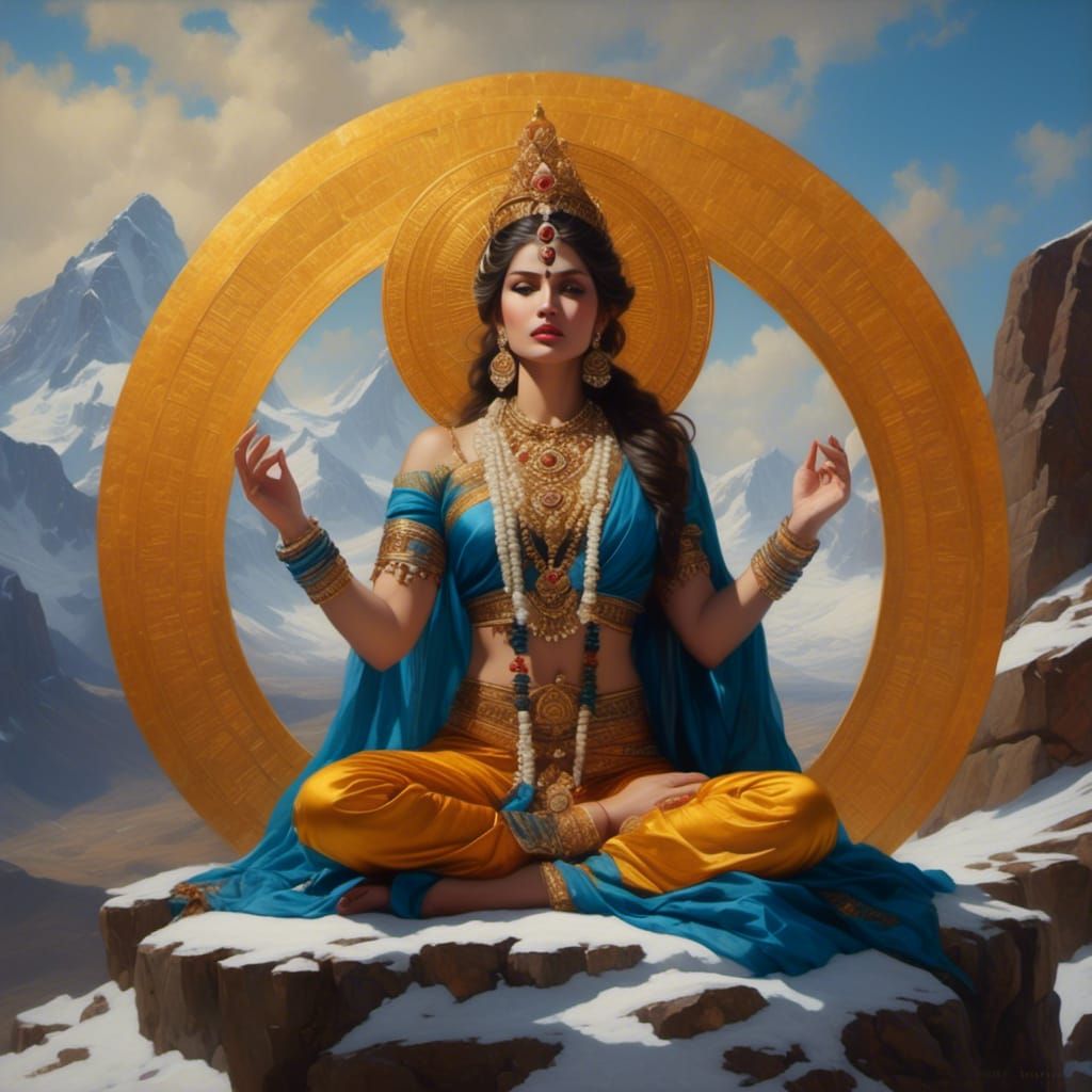 Goddess Parvati Meditates on Mount Kailash
