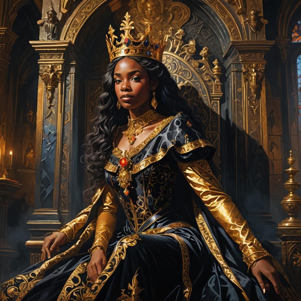 Black Princess in Ornate Castle: Afrofuturism Portrait
