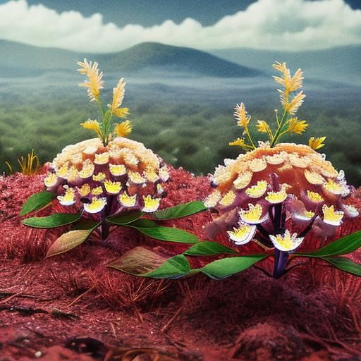 Ladybug on Mushroom in Dew-Kissed Forest