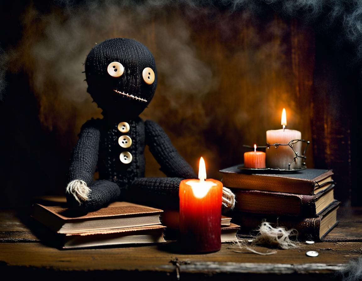 Creepy Voodoo Doll in Dark Cinematic Scene