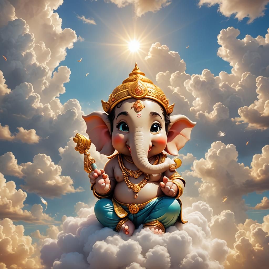 Cute Ganesha as Baby in Disney Pixar Style
