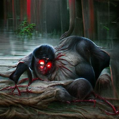 Sinister Killer Ape with Red Eyes