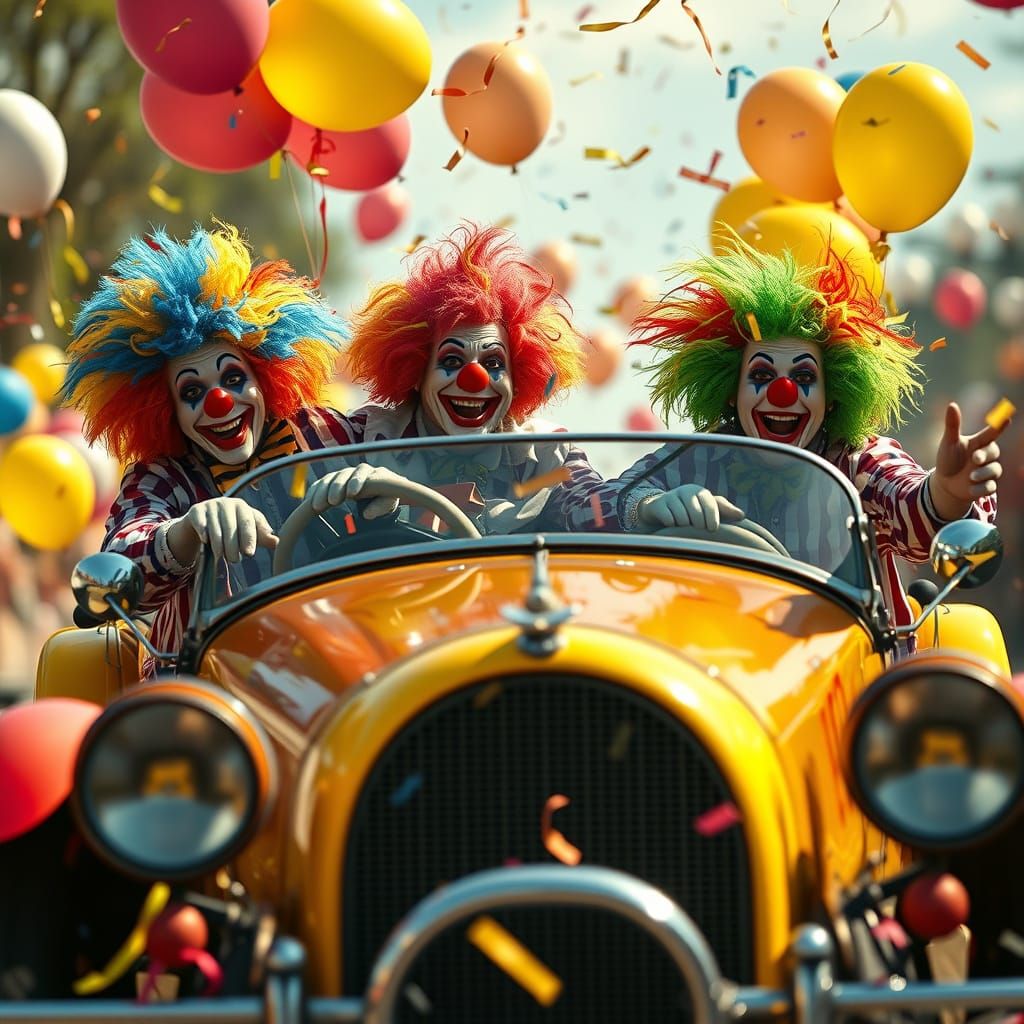 Clowns Joyriding in Chitty Chitty Bang Bang